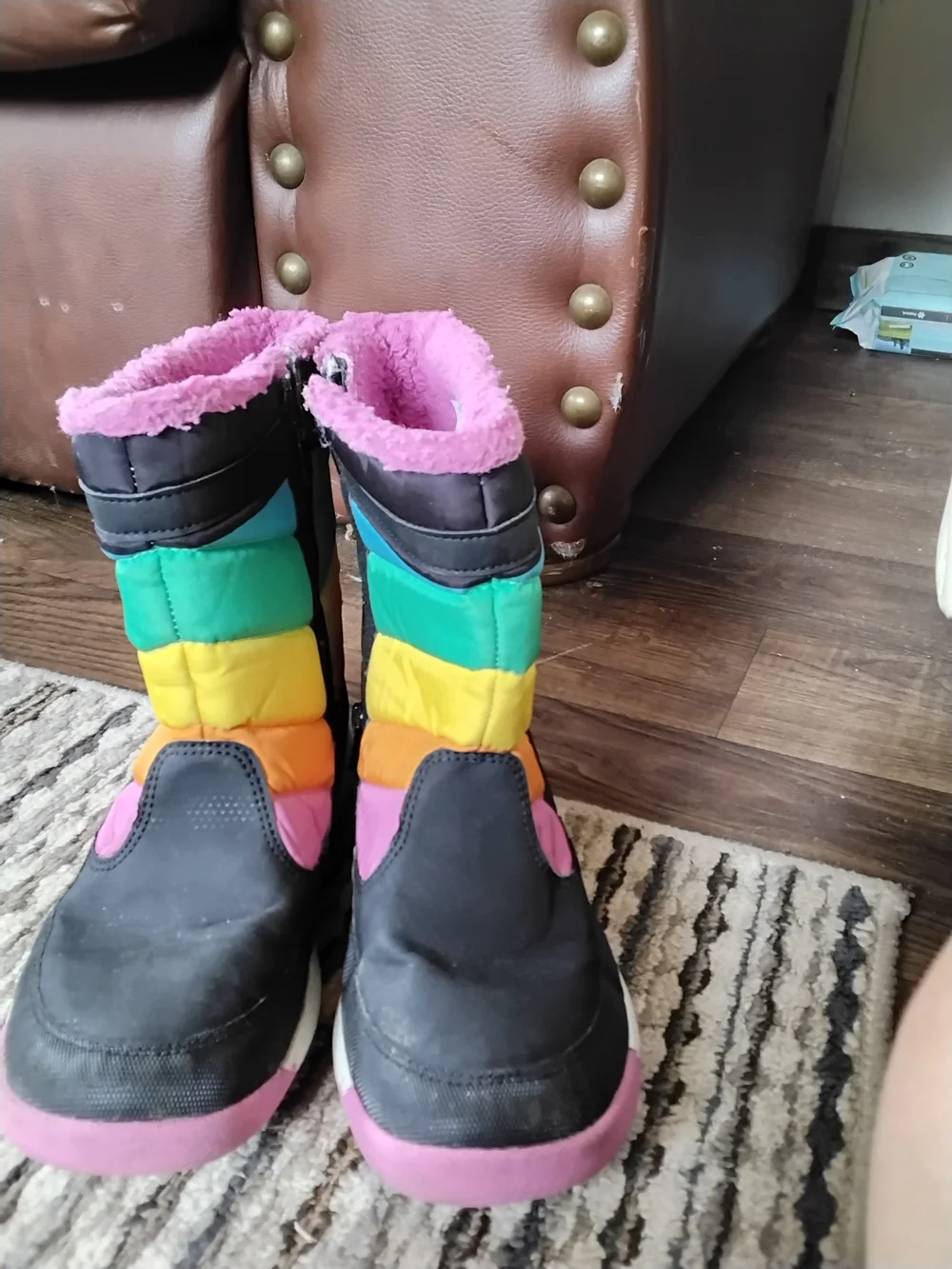 Merrell Kids Black Winter Boots with Pink, Teal, Green, Yellow & Orange Panels